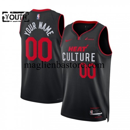 Maglia NBA Miami Heat Personalizzate 2023-2024 Nike City Edition Nero Swingman - Bambino